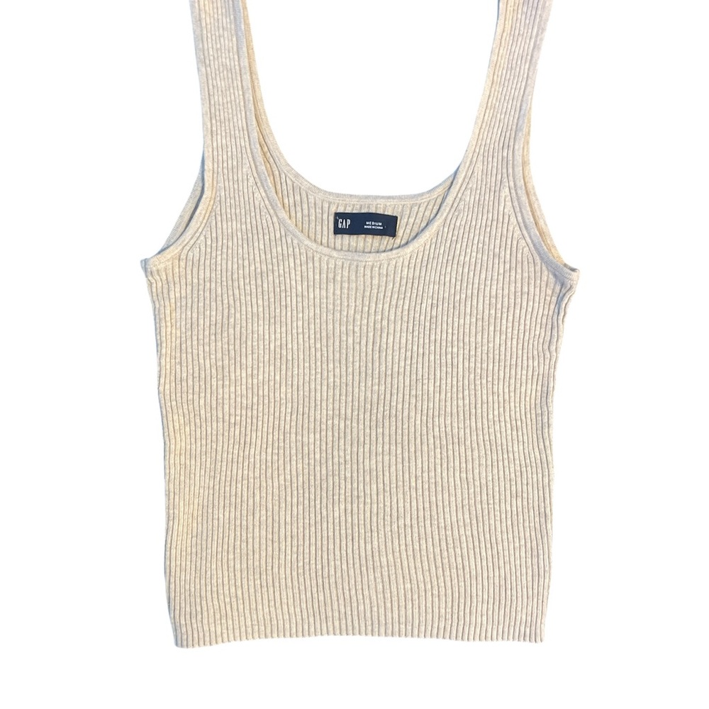 GAP Women's Beige Ribbed Tank Top